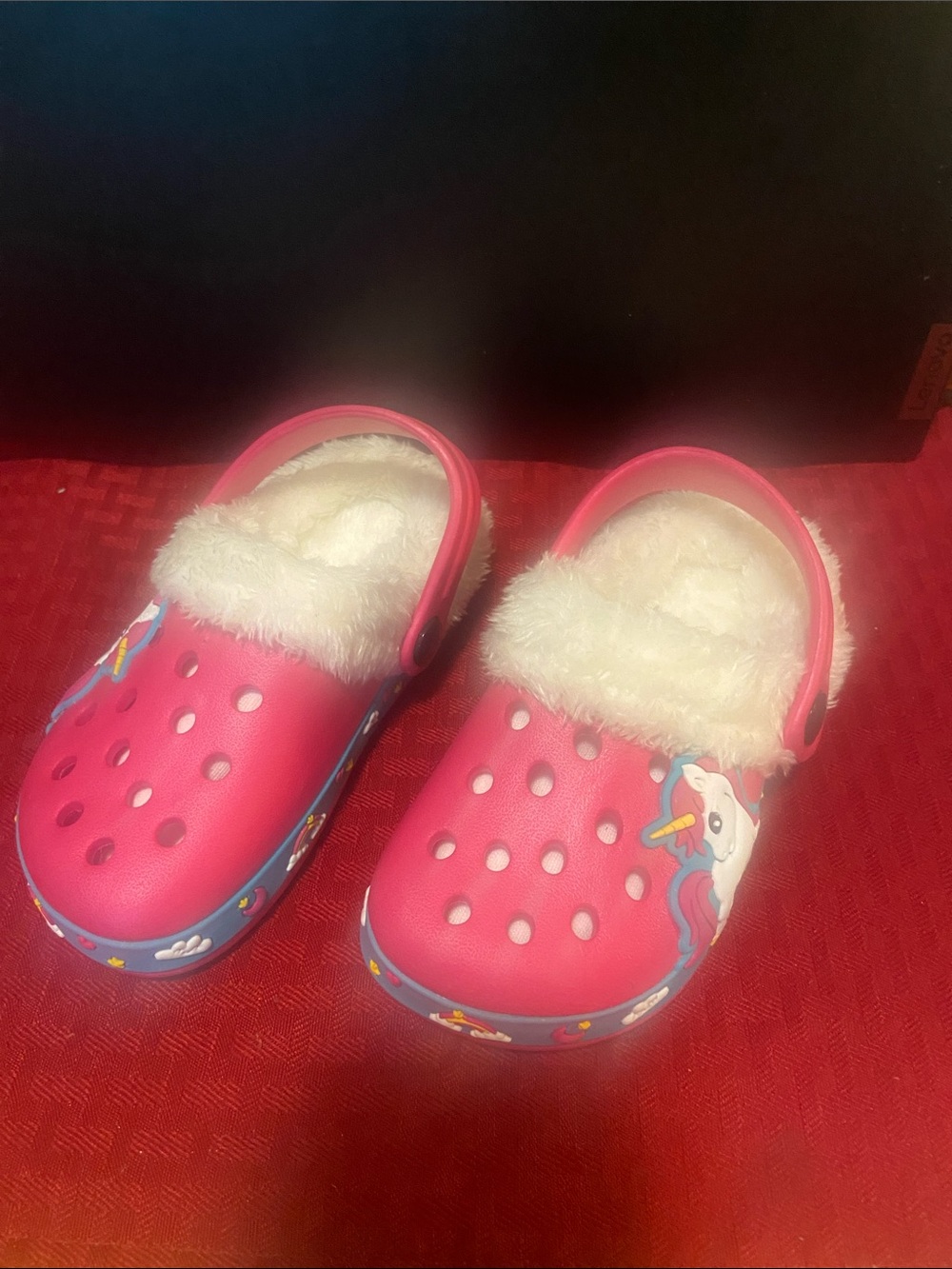 Kids Pink Unicorn Fleece-Lined Clog